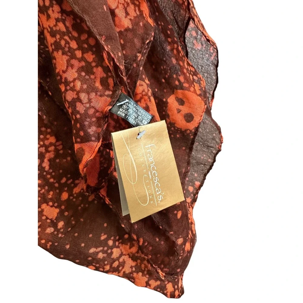 Francescas Collection Skull Scarf Brown Orange Lightweight Lightweight Polyester